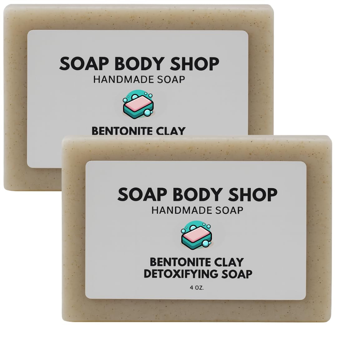 Bentonite Clay Detoxifying Soap, Detoxifying Body Soap,  Soap Bar, Body Soap Bars Moisturizing, Bentonite Clay Powder, Detoxifying Soap, Essential Oil Soap, Goat Milk Soap, 4 Oz. Bar (2 Pack)